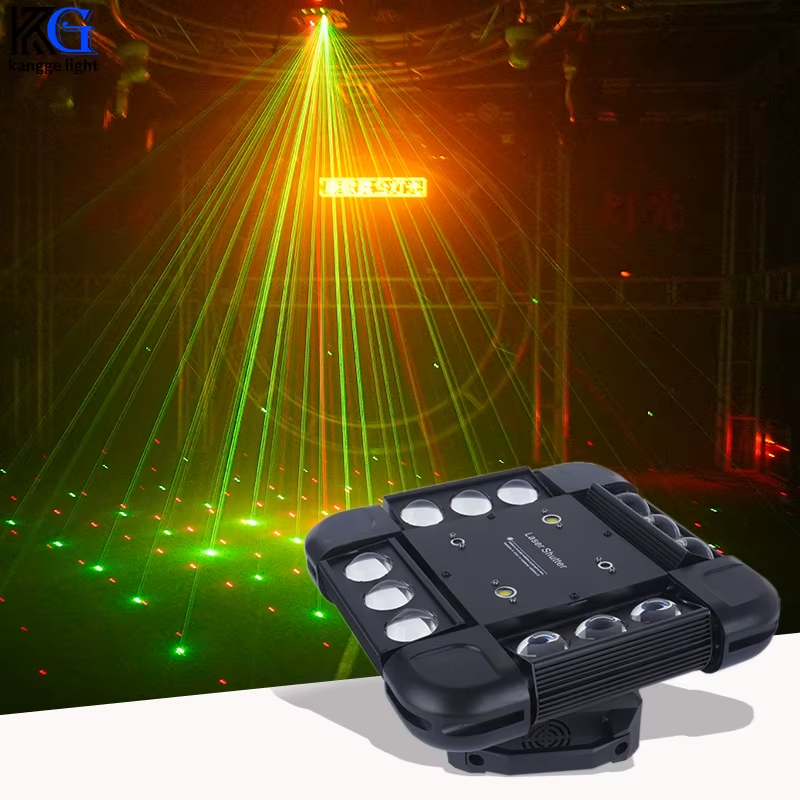 New 12Pcs RGB Spider Laser Light Led Beam Disco Projector Stage Light 3In1 Strob