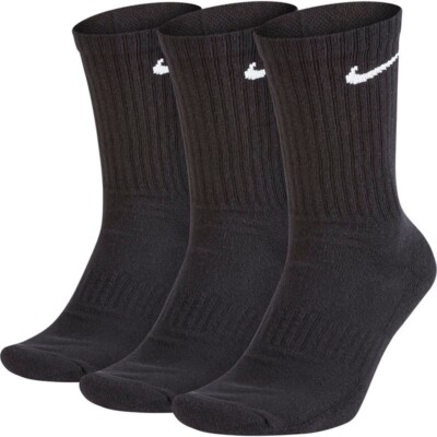 Nike Everyday Crew Socks 3-Pack Black Women's 4-6 & Kids 3Y-5Y - IN HAND