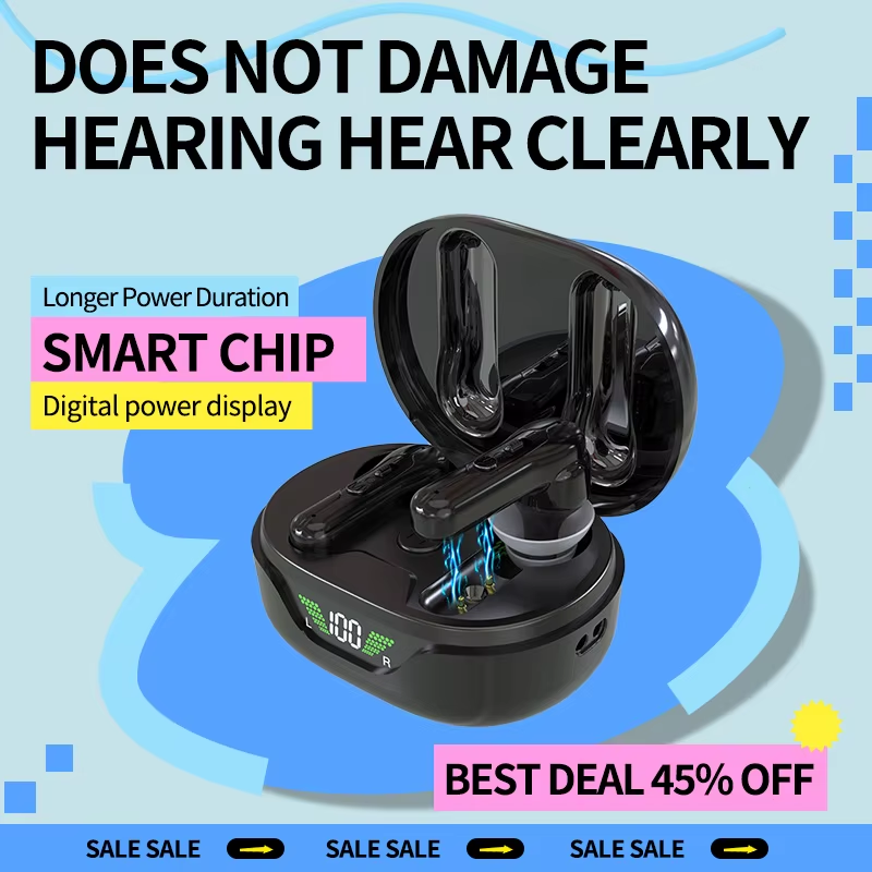 TWS Rechargeable Hearing Aids Digital Power Display Case Wireless Professional S