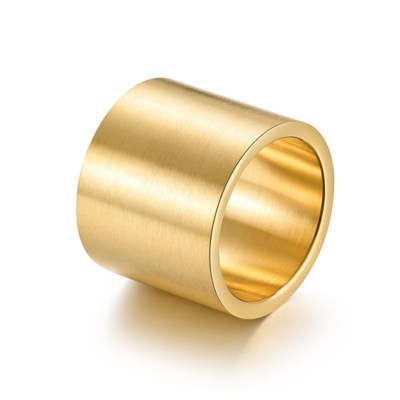 19mm Black/Gold/Silver Brushed Band Men's Jewelry Titanium Steel Ring Size 7-14