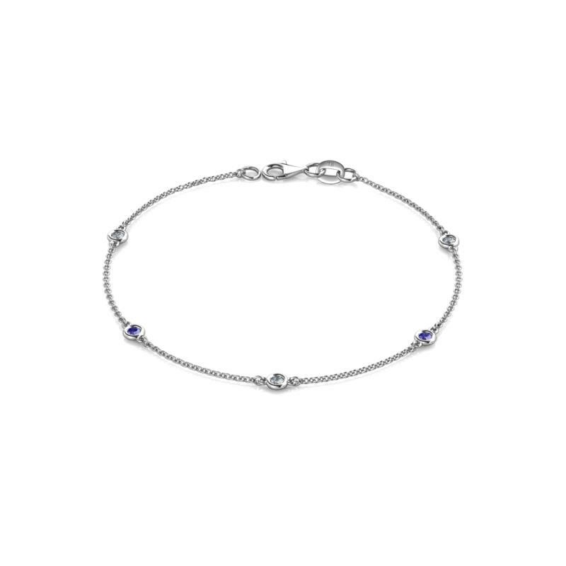 Pre-owned Trijewels Petite Tanzanite & Diamond 1/4 Ctw Women Cable Bracelet 14k Gold Jp:25714 In G-h