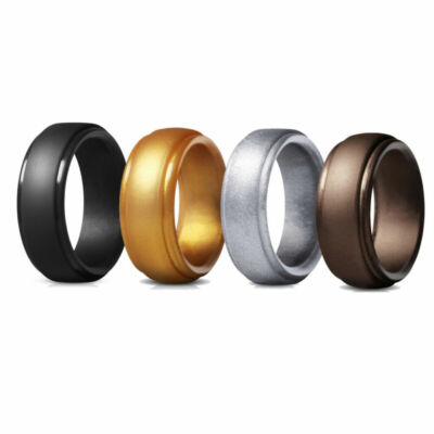 4 Pack Silicone Wedding Engagement Ring Men Women Rubber Band Gym Sports   