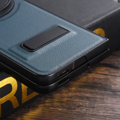 For OnePlus Open Luxury PU Leather Slim Fit Protective Case with Metal Kickstand