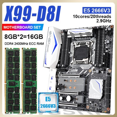 JINGSHA X99 D8I Motherboard Set With Xeon E5 2666 V3 CPU & 16GB DDR4 ECC REG RAM