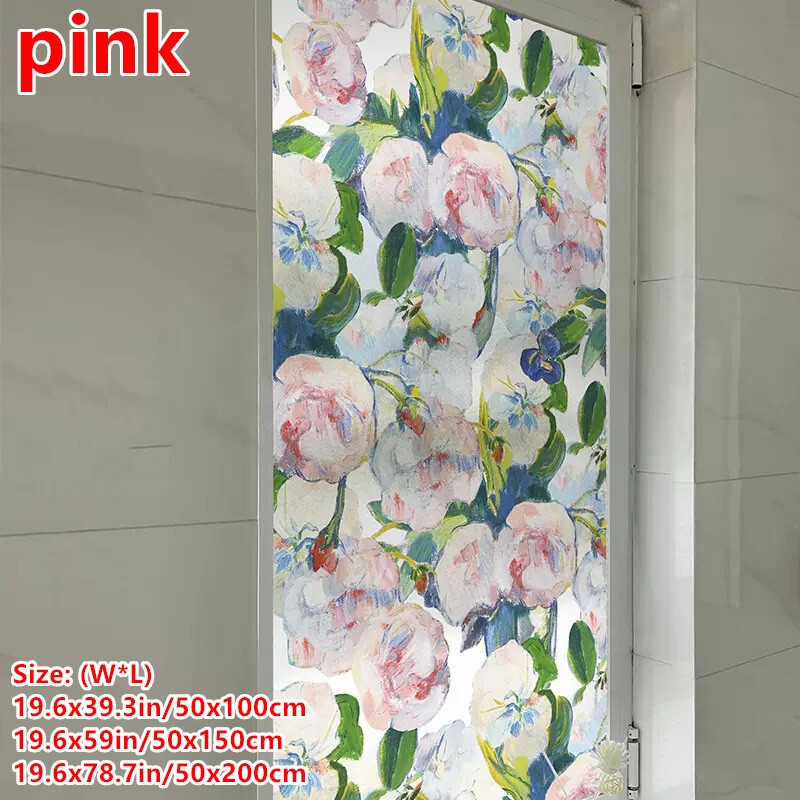 Privatsphäre Fenster Folie Retro Blumenmuster Glas Sticker Statisch Haften Rose