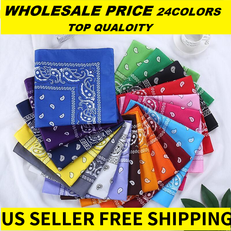Lot 6/12 Wholesale Paisley Print Bandana 100% cotton Head Warp Scarf Face Mask 