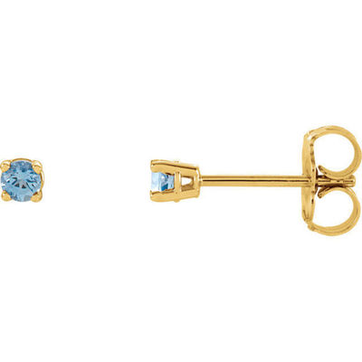 JADiamonds 2.5mm Round Aquamarine Earrings In 14K Yellow Gold