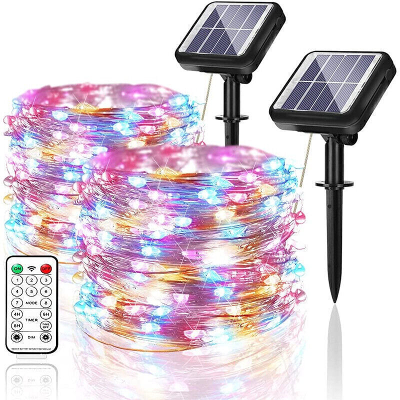 100-300LED Outdoor Solar Panel String Fairy Light Remote Timer Twinkle Lights US