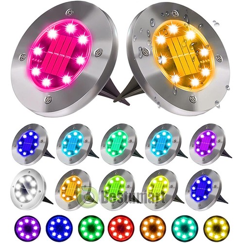 LED Solar Flat Buried Light In-Ground Disk Lamp Outdoor Path