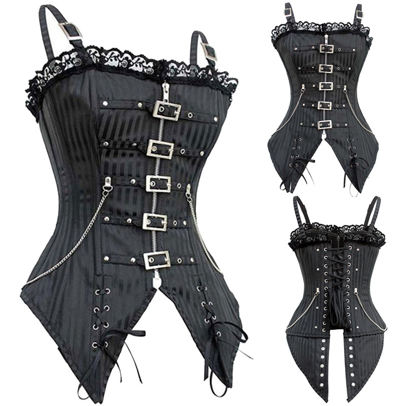Women's Black Steampunk Gothic Corset Bustier Shapewear Plus