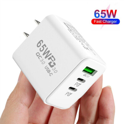 Dual PD 65W Fast Wall Charger Power Adapter For iPhone 16 15 Pro Max Samsung