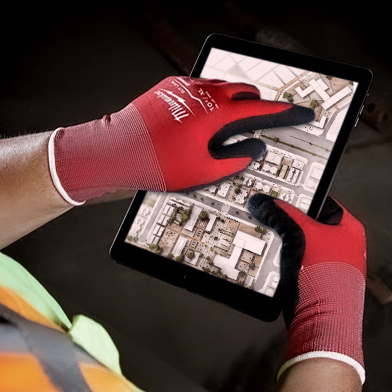 Milwaukee Work Gloves Cut Level 1 Nitrile Dipped Gloves - Red/Black, Pack of 12