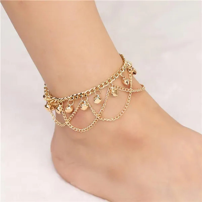 New Women Gril Tassel Chain Bells Sound Metal Chain Anklet Ankle Bracelet Foot Chain Jewelry Beach Anklet