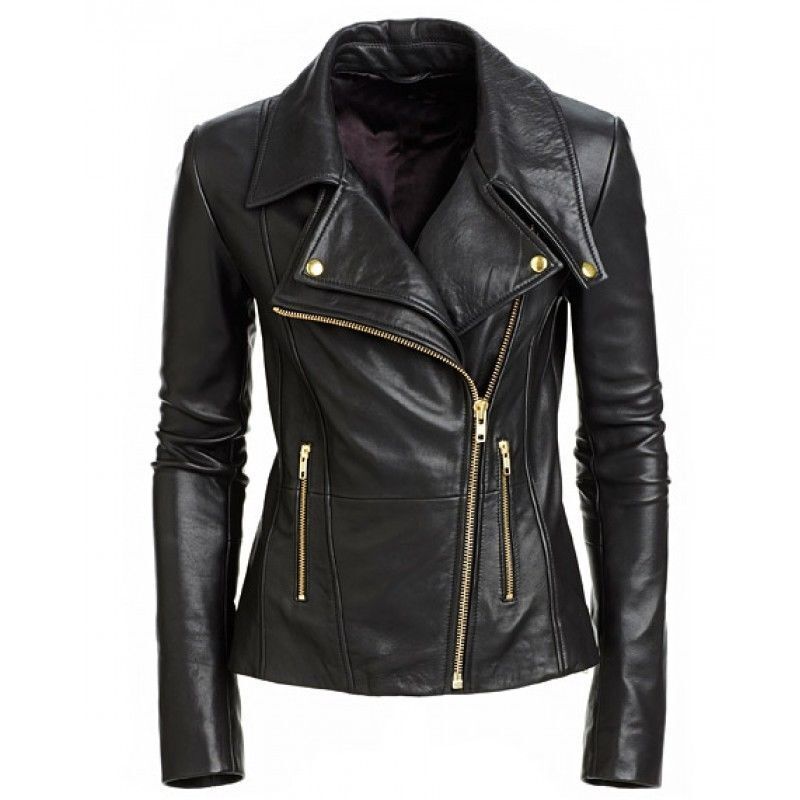 Кожаные куртки фото Купить Womens Motorcycle Jacket Real Lambskin Leather Slim fit Black Ladies Bike
