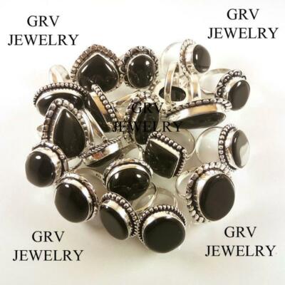 Black Onyx Gemstone 20pcs Rings Wholesale Lot 925 Sterling Silver Plated WHR-1