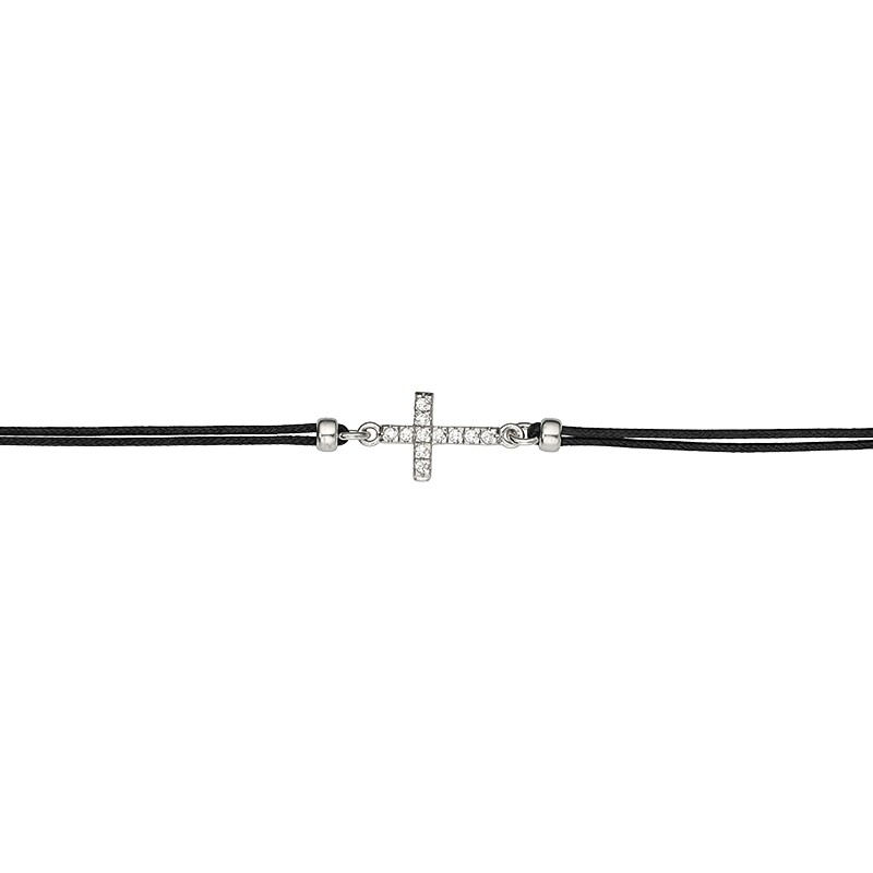 Damen SchmuckTextil-Armband mit Kreuz mit Zirkonia 5-205193-001 NEU