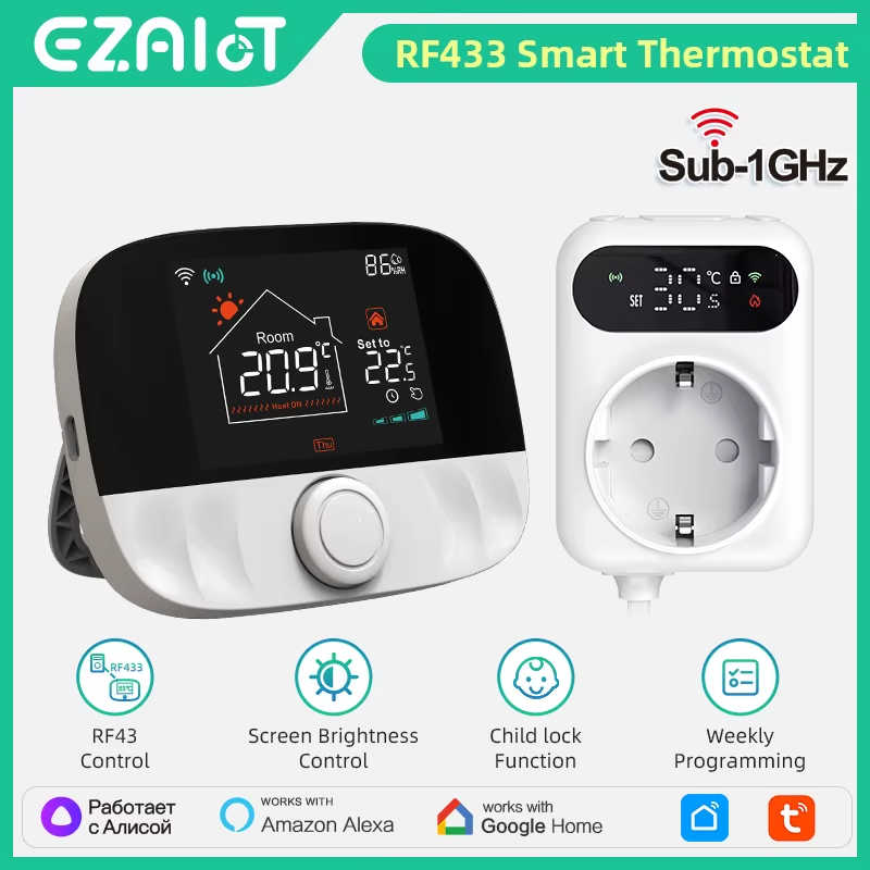 Tuya Smart RF433 WiFi Thermostat & Socket Receiver Wireless Smart Life Temperatu