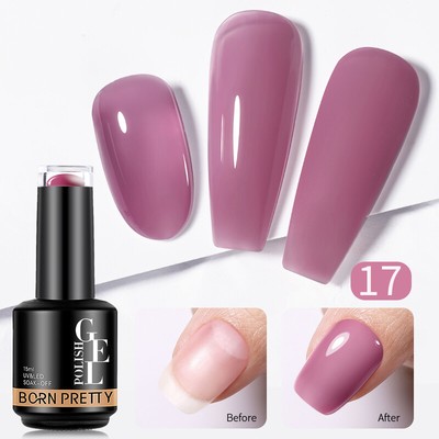 BORN PRETTY Milky Pink Rubber Base Gel Nail Polish 15ml Semi-Permanent Varnish