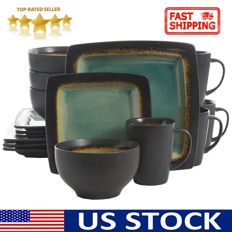 16-Piece Dinnerware Set , Service for 4,Dinner Dessert Bowls Mugs , Stoneware