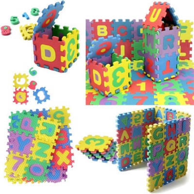 36pcs Mat Soft EVA Foam Baby Children Kids Play Alphabet Number Puzzle Jigsaw