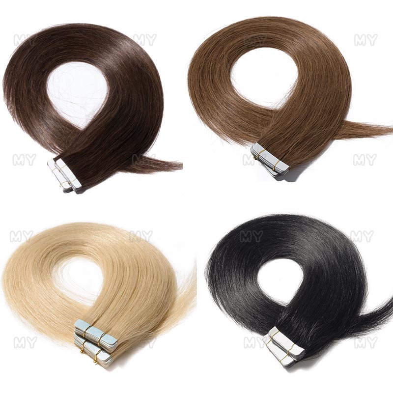 60cm Tressen Tape In on 100 Echthaar Remy Hair Extensions Haarverlängerung DEF8