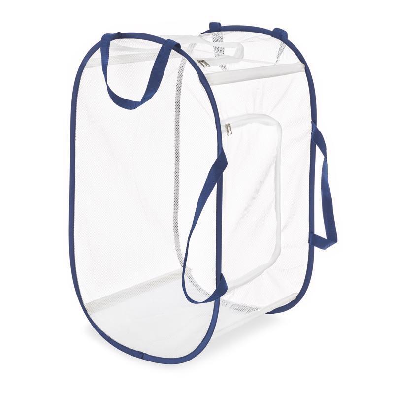 Whitmor Blue/White Fabric Collapsible Hamper