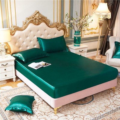 Washable Satin Fitted Sheet Elastic Mattress Protector Cover Embroidery Luxury