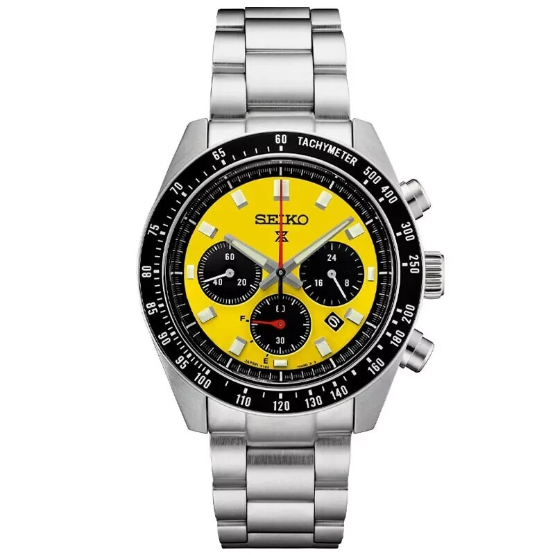 Pre-owned Seiko Prospex Yellow Men's Watch - Ssc929 Us Special Ed. Yellow Dial Speedtime