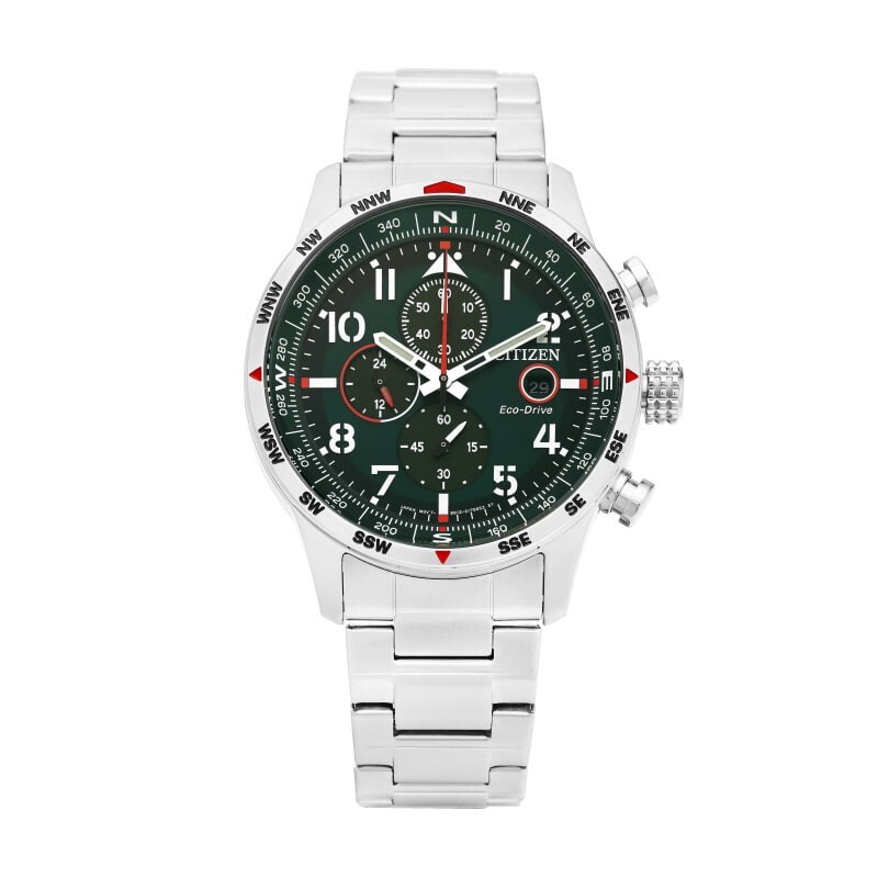 Pre-owned Citizen Eco Drive Mens Watch 42.5mm 10atm Stainless Steel Chronograph Japan Made