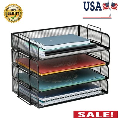 Mind Reader Stackable Metal Mesh Tray File Organizer Desktop Storage