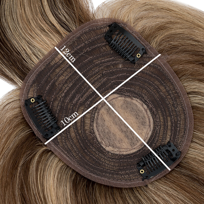 100% Remy Human Hair Topper Toupee Clip In Top Hairpiece with Bangs Mono Base