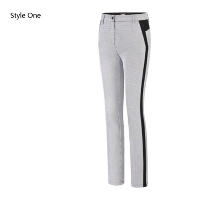 PGM Women Autumn Slim Golf Pants Ladies Houndstooth Printed Leisure Soft Trouser