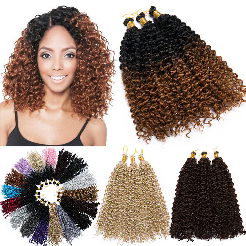 Full Head Kinky Curly Crochet Sew In Afro Braids Short Hair Extensions As Human Ebay