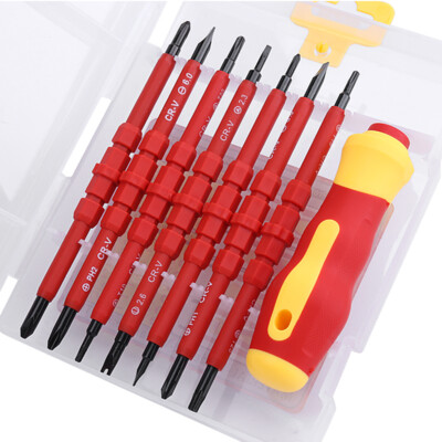 15 in 1 Electrician's Insulated Screwdriver Tool Set Double Head w/ Magnetic Tip