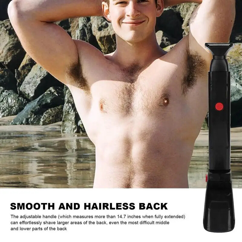 Electric Back Shaver For Men Long Handle Body Hair Removal Facial Razor Trimmer