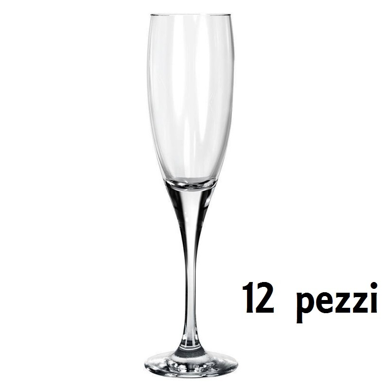 Set 12 Pezzi Bicchieri Flute In Vetro 190ml Barone Per Champagne Spumante sus