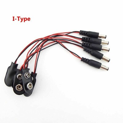 5Pcs T/I type 9V Battery Snap Connector Clip with DC  male Connector Cable Leads