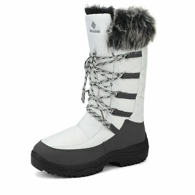 Women Winter Mid Calf Boots Faux Fur Lined Waterproof Snow Boots Zip Up