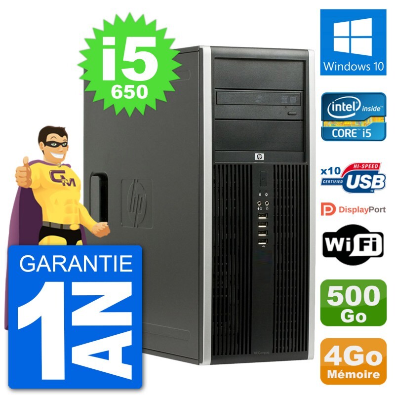 Pc Tour Hp 8100 Elite Intel Core I5-650 Ram 4go Disque Dur 500go Windows 10 Wifi