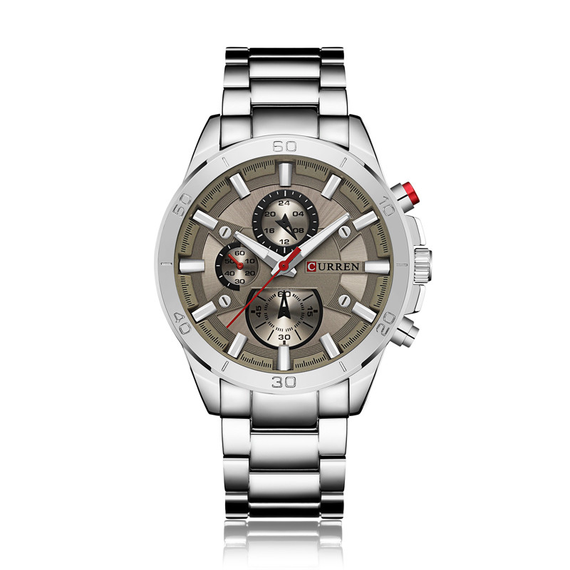 Orologio Da Polso Curren 8275 Uomo Analogico Quarzo Business Silver Grigio lac