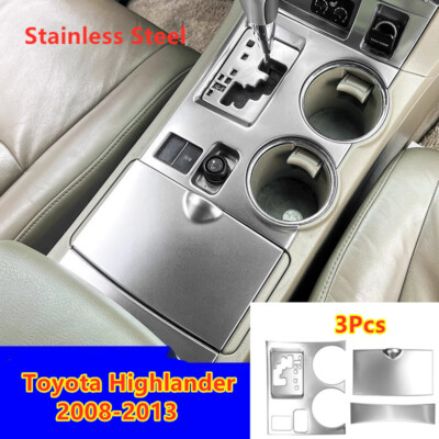 Silver Central Console Gear Shift Panel Trim Cover For Toyota Highlander 2008-13