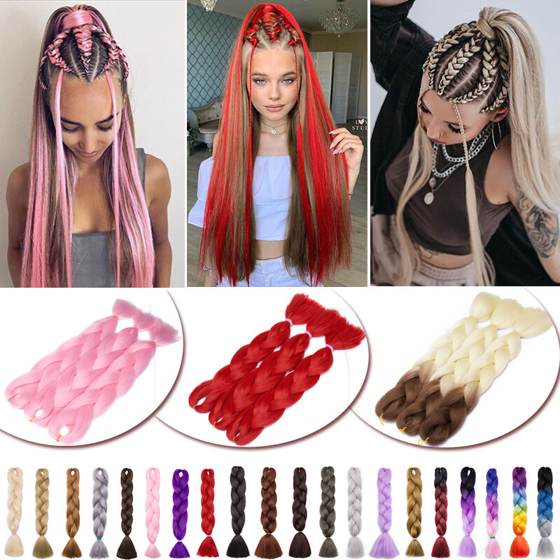 Ombre/Solid Jumbo Braiding Synthetic Hair Extensions African Twist Braids 24