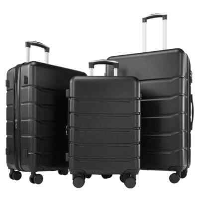 3 Piece Luggage Hard Shell Suitcase Carry On Lightweight Padlock - 360° 20/24/28