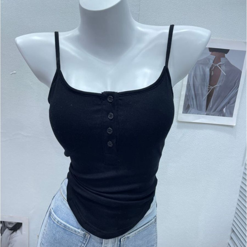 Top Corto A Righe Sexy Con Spalline Sottile Irregolare