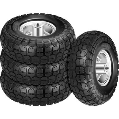 4.10/3.50-4 Polyurethane Solid Wheel Non-Rubber Tires for Garden Wagon Cart