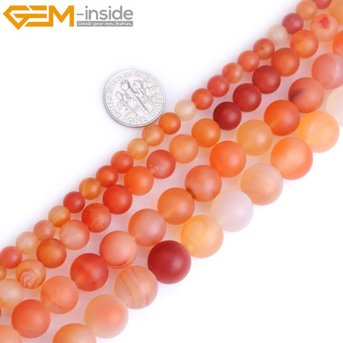 Natural Gemstone Red Carnelian Agate Semi Precious Forested Matt Round Beads12mm