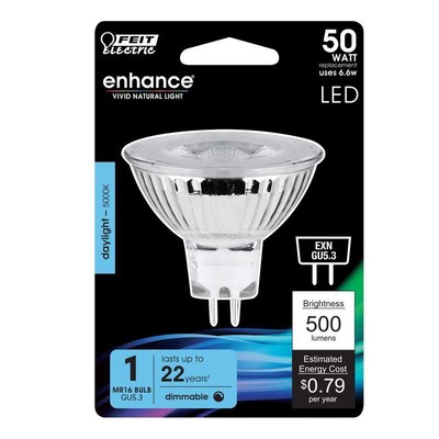 Feit Electric BPEXN/950CA Daylight 12V 5000K 500 lm. MR16 GU5.3 LED Bulb 50W