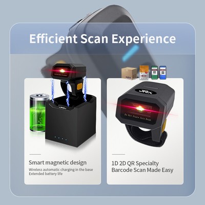 2.4G Wireless 1D 2D Barcode Scanner Bluetooth Finger Ring Mini Barcode Reader