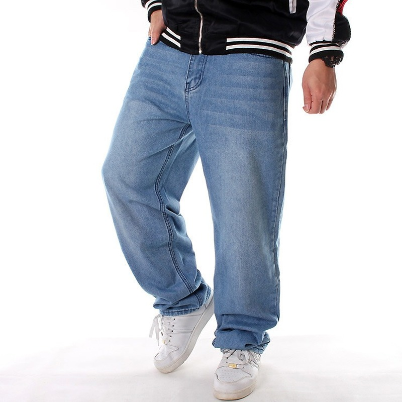 Men Casual Plus Size Denim Pants Loose Baggy Hip Hop Jeans Trousers Work Wear
