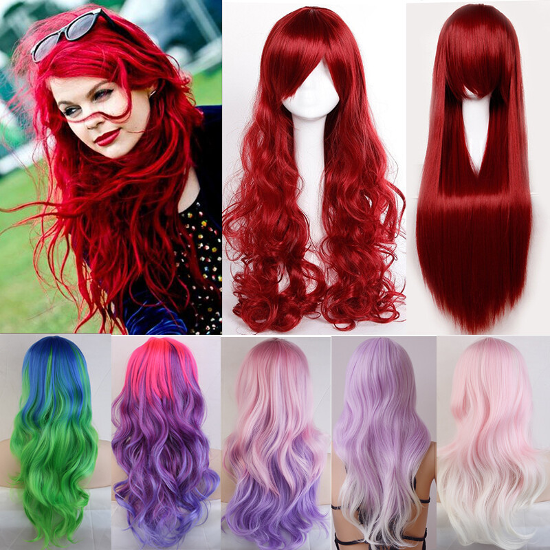 Fashion Good Synthetic Wigs Hair Full Wig Ombre Red Blue Green